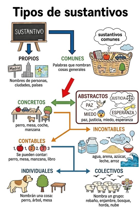 Tipos de sustantivos que existen por categorías