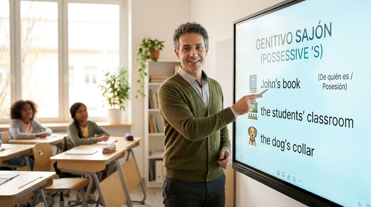 profesor dando usos genitivo sajón en inglés